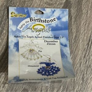 Safety Pin Angel Ornament Kit Darice Birthstone December Zircon 2.5" New